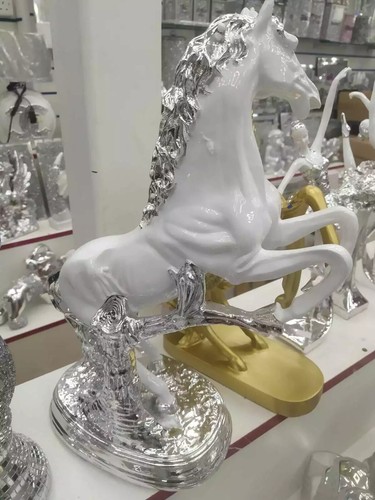 New white silver horse - horse, resin