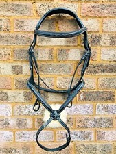 GRACKLE BRIDLE PADDED POLL & NOSEBAND JUMPING BLACK BROWN FULL & COB (CLEARANCE)