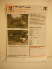 1960's, MASSEY FERGUSON 701 & 702 TRANSPORT BOX LEAFLET (LAMINATED PHOTOCOPY)