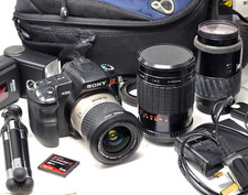 Sony Alpha A200 Camera DSLR 10.2MP with 28-80mm 500mm 100-300mm Lenses with bag