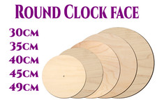 Wooden Wall Round Clock Face 30 to 49cm Craft 8mm Hole 3mm Natural Wood not MDF