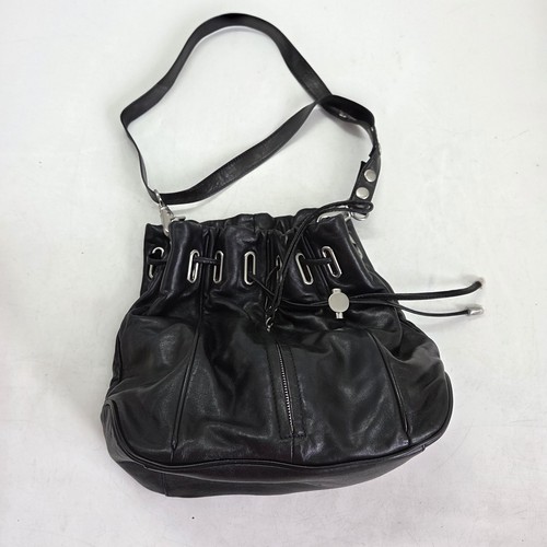 Mimco black leather bucket - leather, bag