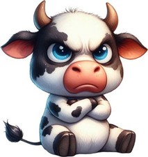 Colourful Funny Grumpy Cow Wall Art Bedroom Nursery Vinyl Sticker Decal 6 Sizes