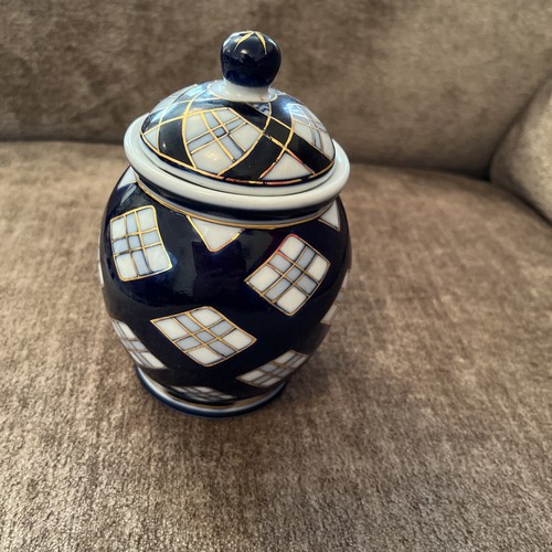 Ginger jar with lid - blue, and