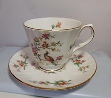 Duchess Cup And Saucer English Fine Bone China Bird Of Paradise peacock Flowers 