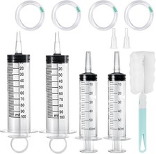 4PCS Large Plastic Syringe with Tube, 100Ml and 60Ml Reusable Liquid Syringes, N