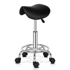New Adjustable Swivel Rolling Stool Saddle Workshop Garage Seat Spa Salon Chair