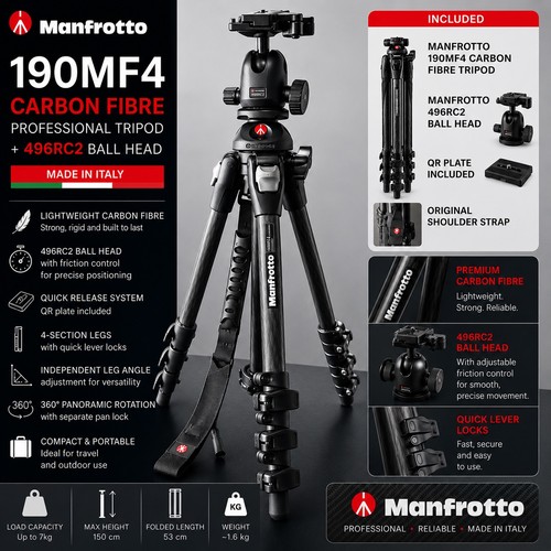 Manfrotto 190mf4 carbon fibre - manfrotto,