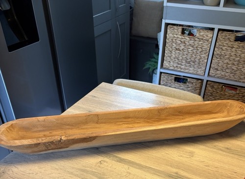 Wooden bowl decor long - long, dough