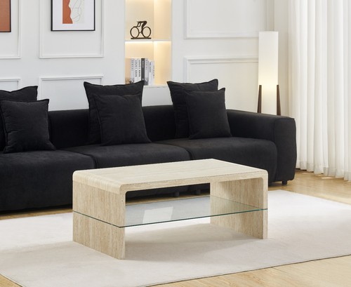Coffee table travertine effect - coffee,
