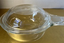 VINTAGE AUTHENTIC PYREX 601-B CLEAR GLASS HANDLE COVERED CASSEROLE NR