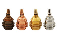 Metal Light Bulb lamp Holder ES E27 Edison Screw with 2 Shade Rings & Cord Grip