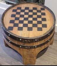 Whiskey Barrel Coffee Table In Chess design