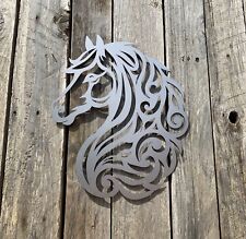 HORSE WALL ART GARDEN ORNAMENT INDOOR OUTDOOR RUSTING STEEL RIDING GIFT
