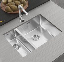 1.5 Bowl Handmade Stainless Steel Undermount Kitchen Sink 590x440 x200MM