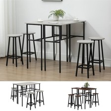 6-Piece Industrial Bar Table Set, 2 Breakfast Tables with 4 Stools