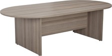 Large Boardroom Meeting Table – Robust Grey Oak D-End Conference Desk 240x100cm