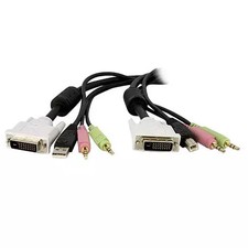 StarTech 15ft 4-in-1 USB Dual Link DVI-D KVM Switch Cable w/ Audio & Microphone