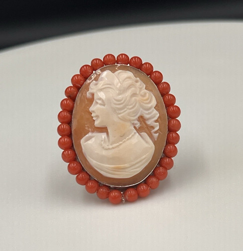 Vtg sterling shell cameo - sterling,