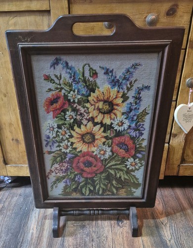 Antique fire screen - fire, flower