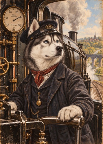 Siberian husky train - siberian, driver