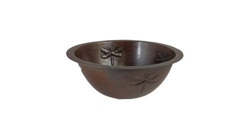 Round copper bathroom sink - 17",