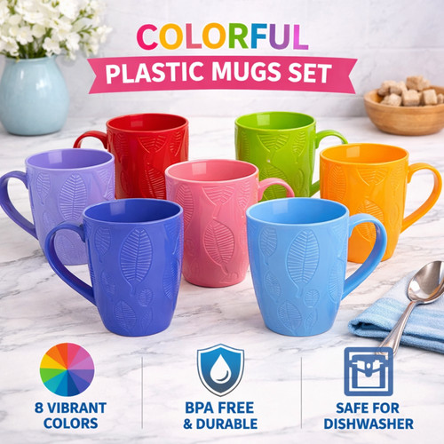 Plastic mugs with handle - plastic,