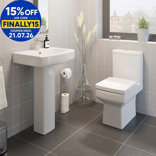 Close coupled toilet - close, basin
