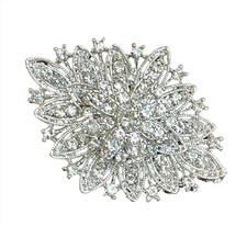 2.5" VINTAGE LOOK DIAMANTE RHINESTONE CRYSTAL FLOWER BOW WEDDING BROOCH PIN