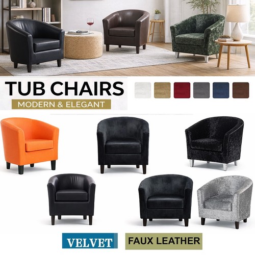 Tub chair velvet - tub, leather