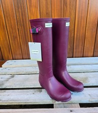 Hunter Wellies Ladies Field Hunter Tall Wellington Boots Purple UK 6 ON SALE