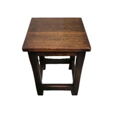 Vintage Tudor Style Oak Small Side Table Joint Legs Height 41cm #1