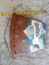 Vintage handpainted metal winter wall hanging basket, farmhouse, country, rustic