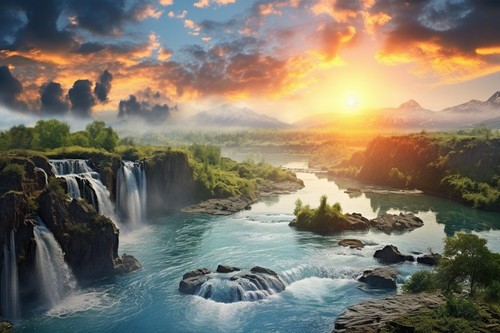Waterfall landscape canvas - landscape,
