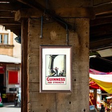 Guinness ‘For Strength’ Style Wooden Framed Small Mirror | Pub Mirror 33x23 cm