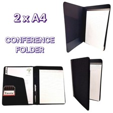 2x A4 Conference Folder Business Folio Leather Document Organizer Lightweight UK