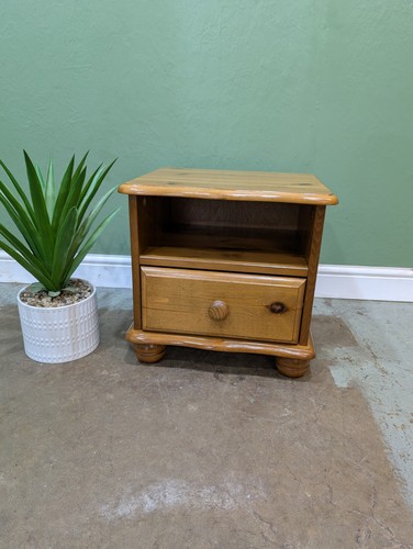 Vintage solid pine bedside - pine,