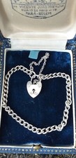 Antique Vintage 1940-s Silver 925 Bracelet 7 inch plus Extension with Padlock.