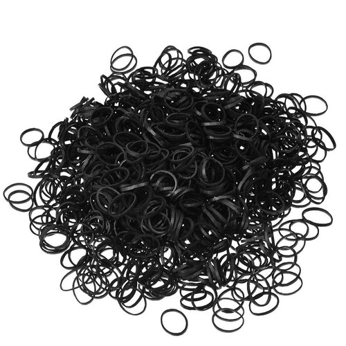 1000 mini black hair elastics - black,