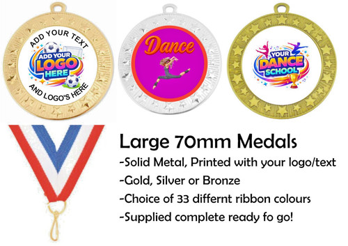 Large 70mm golf medals - 70mm,