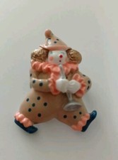 Retro Multicoloured Glossy Cute Clown Playing Saxophone Resin Pin Brooch-L4.8cm 