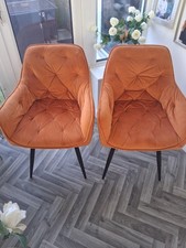 Pair Of Orange Velvet Chairs