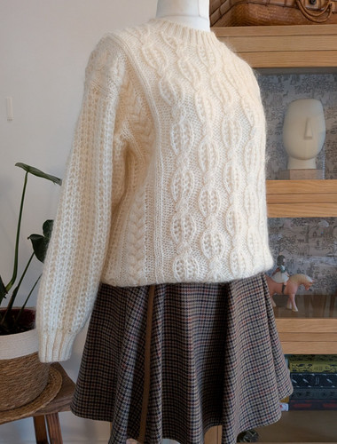 Vintage cream aran - , mohair