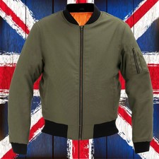 Kevlar Reinforced Harrington Bomber MOD Retro Scooter Motorcycle Jacket Green
