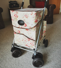 Deluxe Sholley Shopping Trolley Floral Walking Aid Folding 6 wheeled foldable
