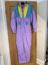 “Vintage Nevica Ski Suit – UK 10 (36L) – Retro 80s/90s – Lilac/Teal/Yellow”