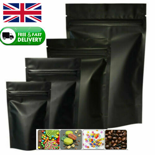 Matt black resealable mylar - black,