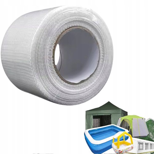 White tarpaulin repair - pe, tape