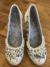 Irregular Choice Pearly Girly Women's Shoes Size 5 Blue/White Pearls Wedding VGC