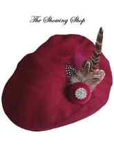 BURGUNDY WOOL & FEATHER LEAD REIN/ IN HAND SHOWING CAP